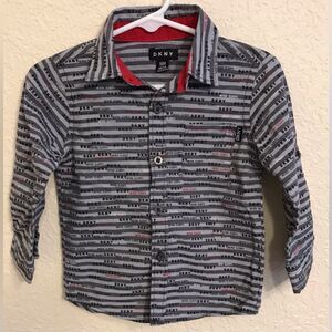 Baby DKNY Striped “Never Sleeps” Button Down